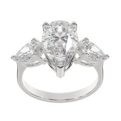 Pear Lab Grown Diamond Three Stone Engagement Ring