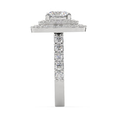 Double Halo Round-Cut Lab Grown Diamond With Pave Engagement Ring