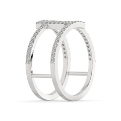 Double Band Diamond Ring with Interlocking Square Design