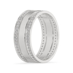 Double Row Diamond Accent Wide Band
