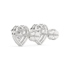 Heart-Cut Diamond Halo Stud Earrings