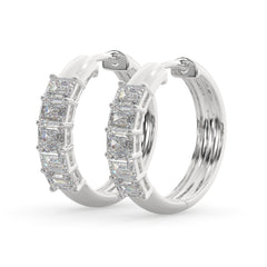 Vertical Emerald-Cut Lab Grown Diamond Bar Hoop Earrings