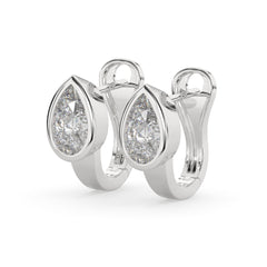 Pear Lab Grown Diamond Bezel Hoop Earring