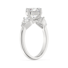 Classic Three-Stone Engagement Ring with Pear Side Diamonds