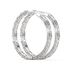 Classic Emerald-Cut Lab Grown Diamond Hoop Earrings