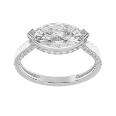 Marquise East-West Hidden Halo With Micro Pavé Detailing Diamond Ring