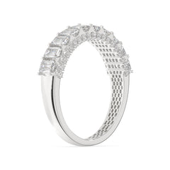 1.20 CTW Emerald Diamond Two - Tier With Pave Accent Diamond Ring