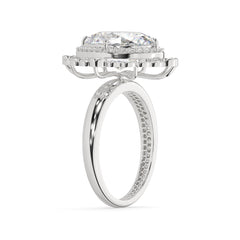 Oval Lab Diamond Vintage Inspired Halo Engagement Ring