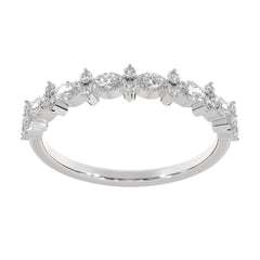 0.50 CTW Petite Marquise & Round Cluster Diamond Ring