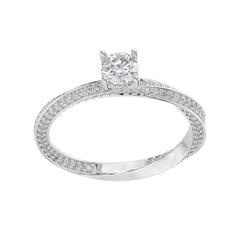 Pavé Split Shank Round-Cut Lab Grown Diamond Engagement Ring