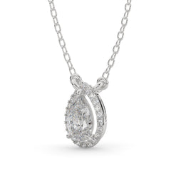 0.80 CTW Pear Lab Grown Diamond Halo Pendant