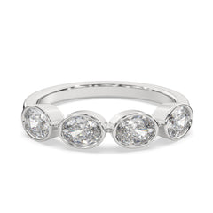 0.90 CTW Oval Bezel Half Eternity Ring