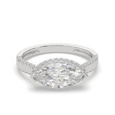 Marquise East-West Hidden Halo With Micro Pavé Detailing Diamond Ring