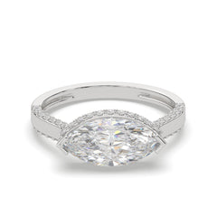 Marquise East-West Hidden Halo With Micro Pavé Detailing Diamond Ring