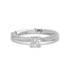 Pavé Split Shank Round-Cut Lab Grown Diamond Engagement Ring