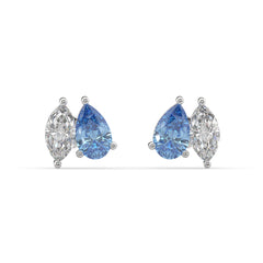 Blue Pear-Cut and Marquise Diamond Two Tone Stud Earrings