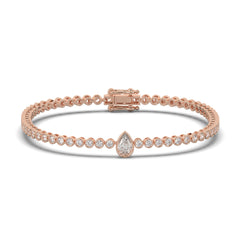 3.25 CTW Delicate Pear Solitaire Lab Grown Diamond Bezel Tennis Bracelet