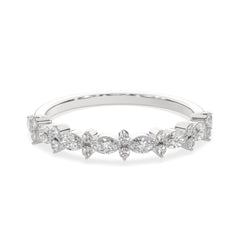 0.50 CTW Petite Marquise & Round Cluster Diamond Ring