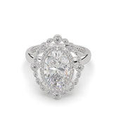 Oval Lab Diamond Vintage Inspired Halo Engagement Ring