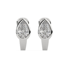Pear Lab Grown Diamond Bezel Hoop Earring