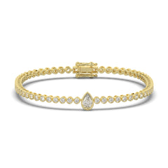 3.25 CTW Delicate Pear Solitaire Lab Grown Diamond Bezel Tennis Bracelet