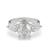 Pear Lab Grown Diamond Three Stone Engagement Ring
