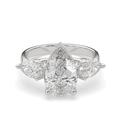 Pear Lab Grown Diamond Three Stone Engagement Ring