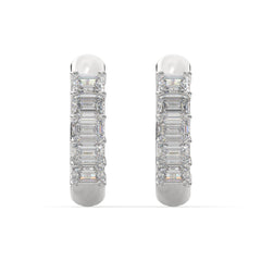 Vertical Emerald-Cut Lab Grown Diamond Bar Hoop Earrings