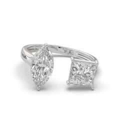 Two-Stone Marquise and Princess Cuts Lab Grown Diamond Engagement Ring