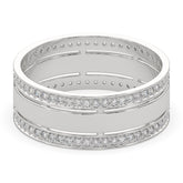 Double Row Diamond Accent Wide Band
