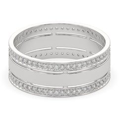 Double Row Diamond Accent Wide Band