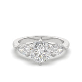 Classic Three-Stone Engagement Ring with Pear Side Diamonds