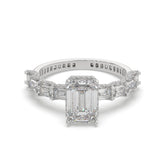 Emerald Lab Grown Diamond Accent Engagement Ring