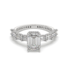 Emerald Lab Grown Diamond Accent Engagement Ring