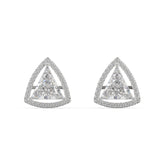Trillion-Cut Diamond Halo Stud Earrings
