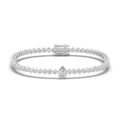 3.25 CTW Delicate Pear Solitaire Lab Grown Diamond Bezel Tennis Bracelet