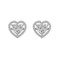 Heart-Cut Diamond Halo Stud Earrings