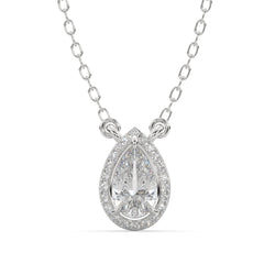 0.80 CTW Pear Lab Grown Diamond Halo Pendant