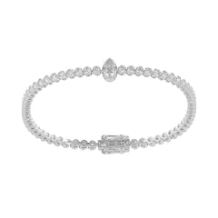 3.25 CTW Delicate Pear Solitaire Lab Grown Diamond Bezel Tennis Bracelet