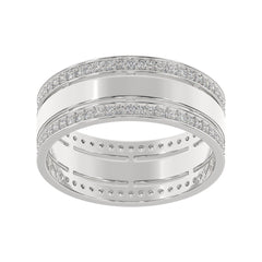 Double Row Diamond Accent Wide Band