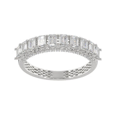 1.20 CTW Emerald Diamond Two - Tier With Pave Accent Diamond Ring