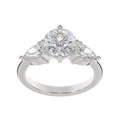 Classic Three-Stone Engagement Ring with Pear Side Diamonds