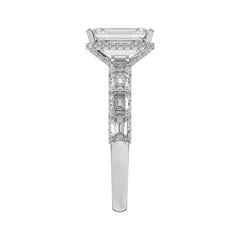 Emerald Lab Grown Diamond Accent Engagement Ring