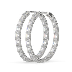 Classic Emerald-Cut Lab Grown Diamond Hoop Earrings