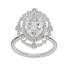 Oval Lab Diamond Vintage Inspired Halo Engagement Ring