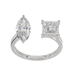 Two-Stone Marquise and Princess Cuts Lab Grown Diamond Engagement Ring