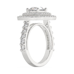 Double Halo Round-Cut Lab Grown Diamond With Pave Engagement Ring