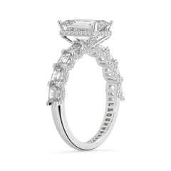 Emerald Lab Grown Diamond Accent Engagement Ring