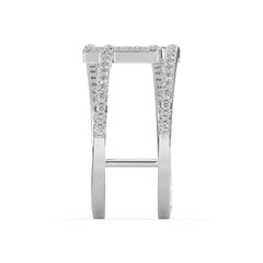 Double Band Diamond Ring with Interlocking Square Design