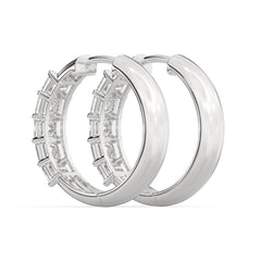 Vertical Emerald-Cut Lab Grown Diamond Bar Hoop Earrings